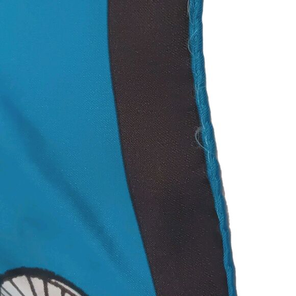 Vintage Vera Neumann Bicycle Scarf Blue Black White Ladybug Signed Square 21" - Picture 5 of 10